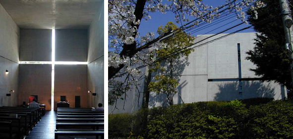 The Church of Light by Tadao Ando, located in Osaka, Japan, has dramatic light changes throughout the day.