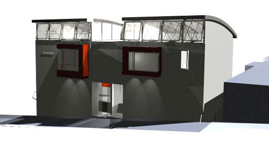 Computer-aided visualizations can show not just the facade, but the interior as it appears from outside, as shown in this project from Zack/deVito Architecture.