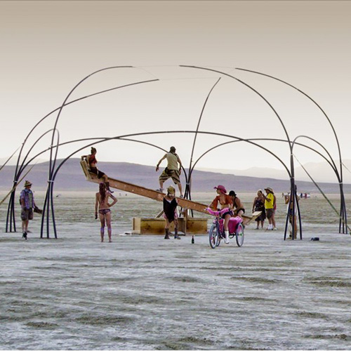 Stone sculptor Richard Rhodes did one sculpture that uses no stone at all. "Earthtone" debuted at Burningman 2010 as a collaboration with Todd Cole of Strata Landscape Architecture and Marin Fasano. Photo: Richard Rhodes